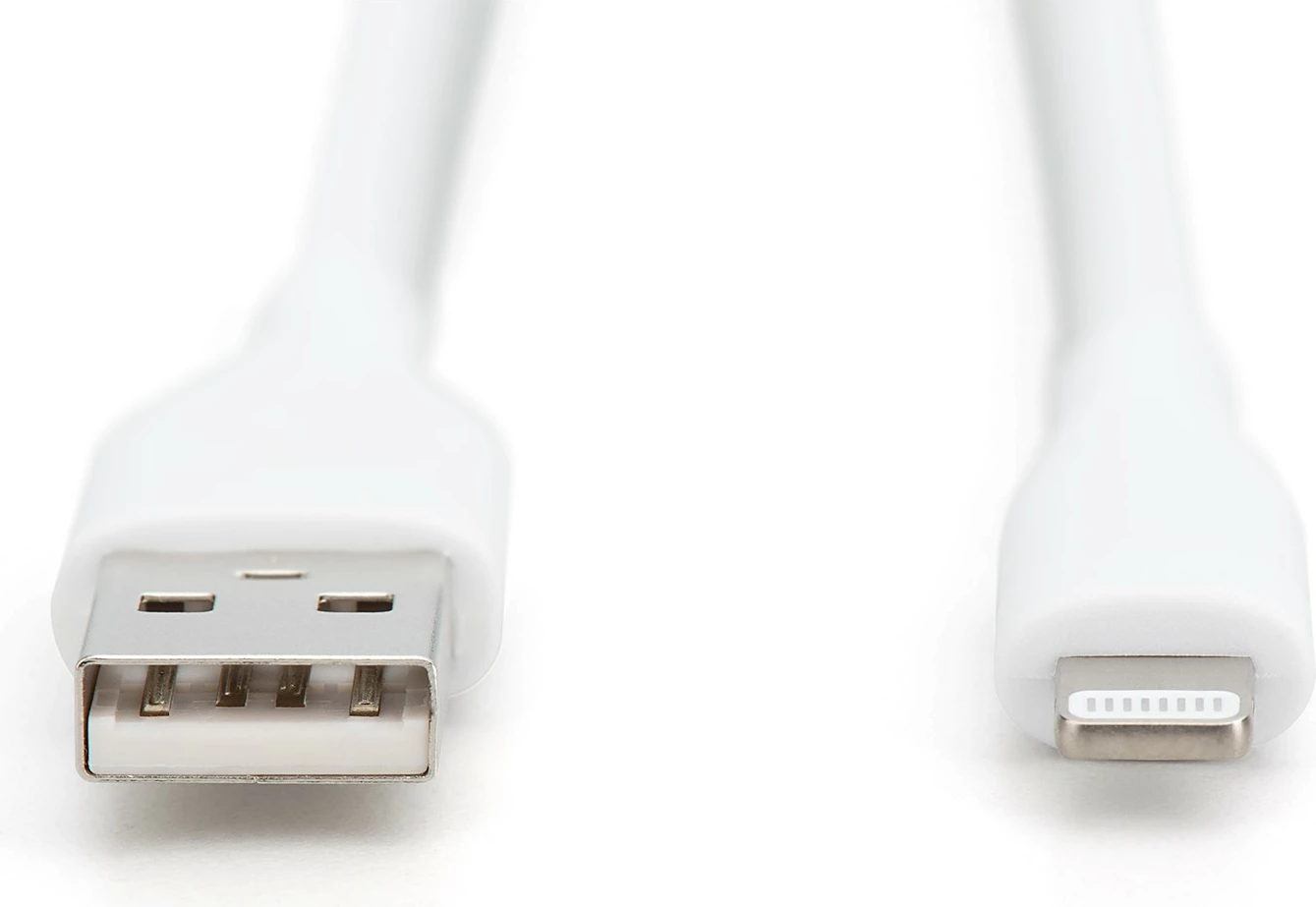 USB Lightning kabel, 1 m, silikon, bel — Digitus