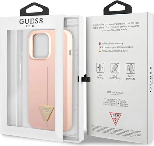 Ovitek za telefon silikon, rožnat — Guess GUHCP13LSLTGP za iPhone 13/13 Pro 6,1"