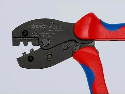 Klešče za stiskanje konektorjev MC4/EVO2 Knipex PreciForce, rdeče/modre ročaje