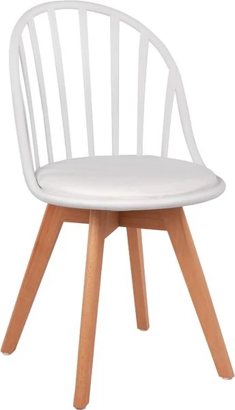 Stol Alina FH8456.01 Lesene noge in bel sedež 47x56x84 cm, set 4 kosov