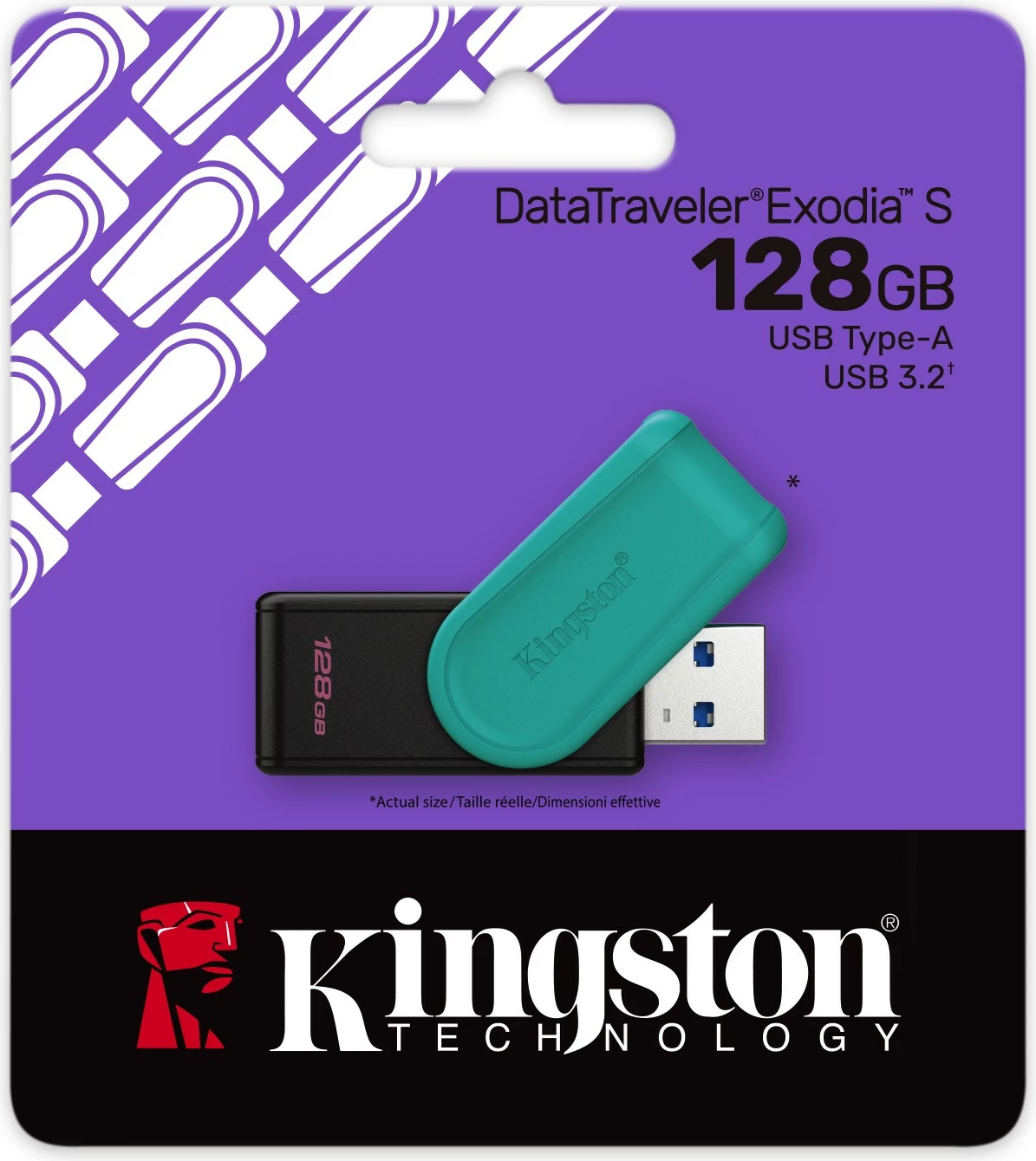 USB ključ za shranjevanje 128GB, Kingston DataTraveler Exodia S, USB 3.2, črno/turkizen
