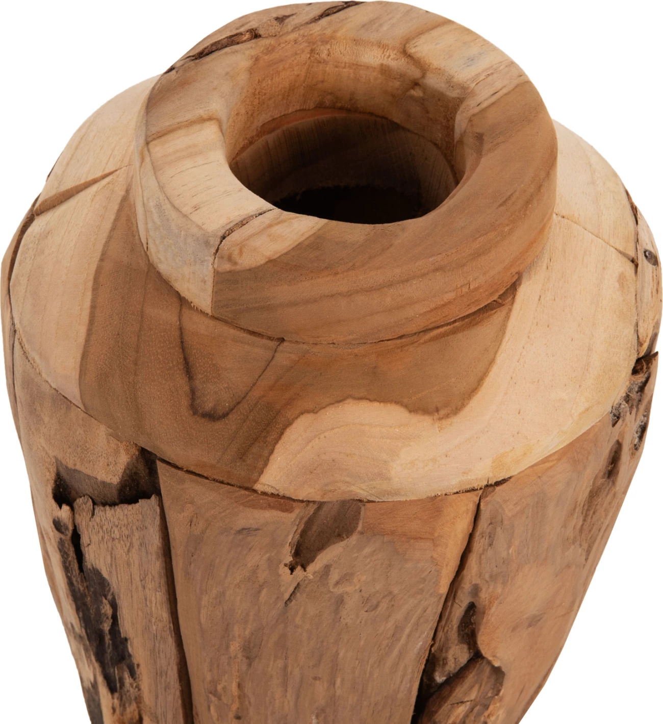 Dekorativna vaza FH7917 iz recikliranih kosov tikovega lesa v naravni barvi Φ15x30Hcm
