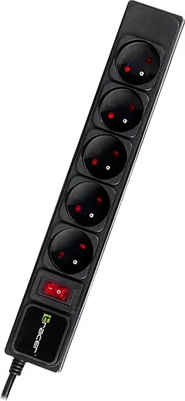Podaljšek Tracer PowerGear, 3 m, 5 vtičnic, črn