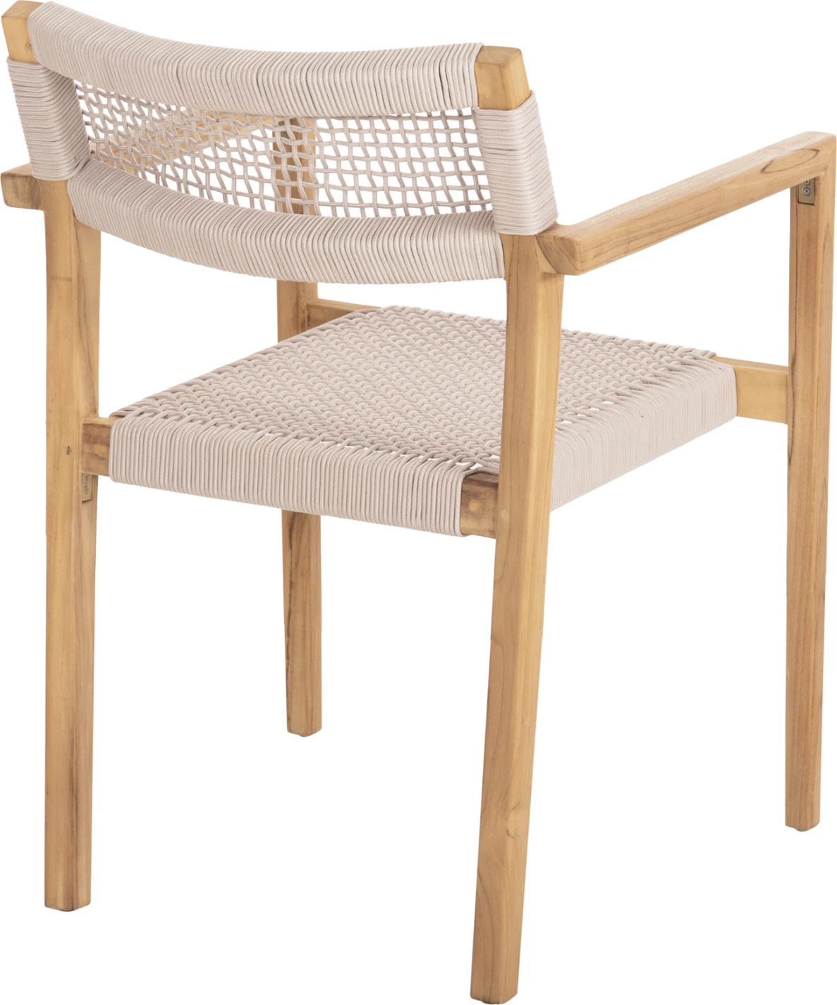 Stol Charlotte iz tikovine v naravni barvi in bež vrvi 58x61x81H cm