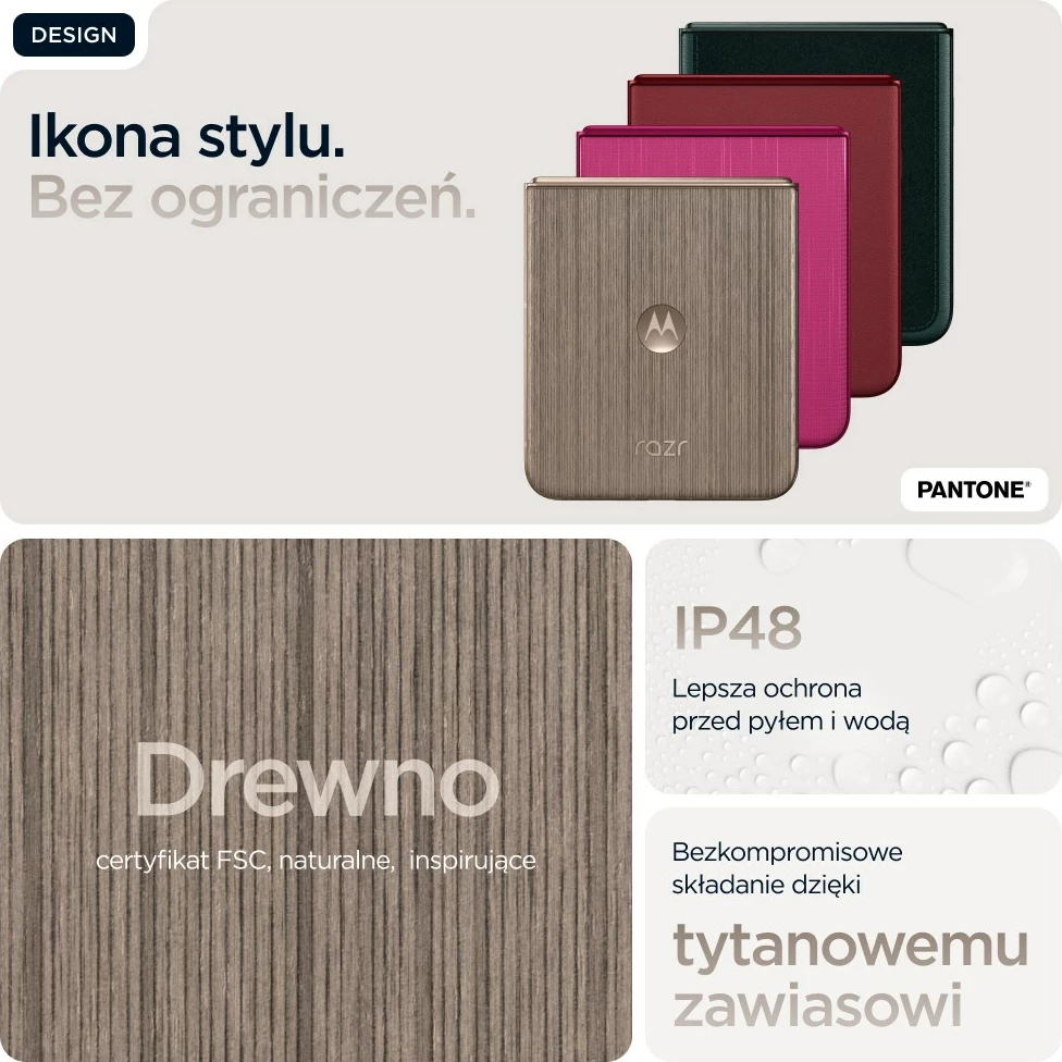 Pametni telefon z zložljivim zaslonom 6,96" , 16 GB RAM, 512 GB, 5G, Wood Motorola razr 60 ultra