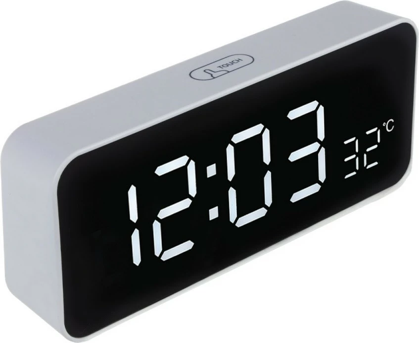 Digitalna alarmna ura z merilcem temperature, GreenBlue GB397, bela