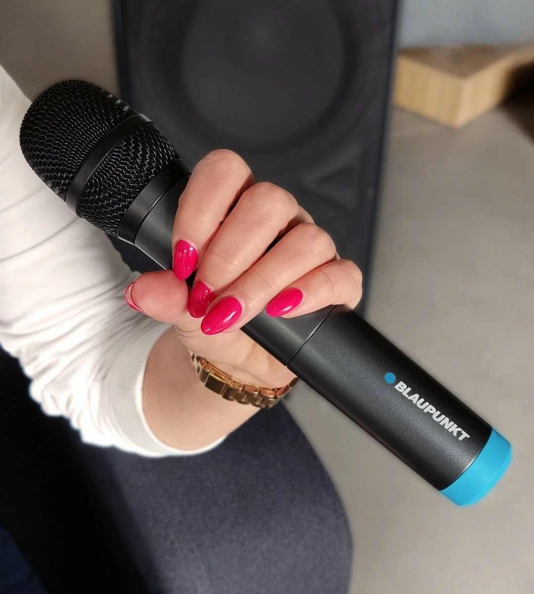 Brezžični mikrofon Blaupunkt WM40U, UHF, z sprejemnikom, črn/moder