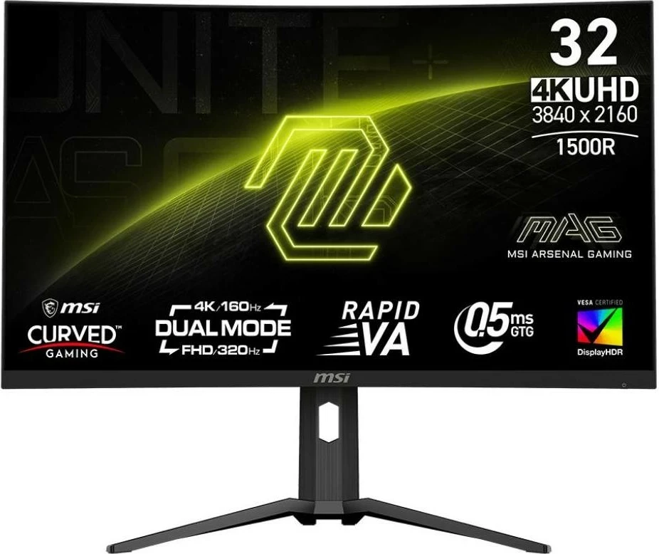 Zaključen 31,5" 4K 160Hz ukrivljen monitor MAG 321CUPDF, črn