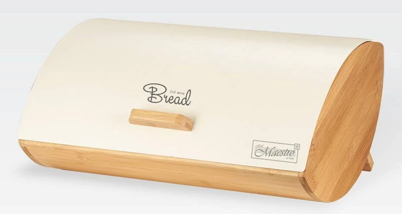 Kovinska škatla za kruh Maestro MR-1775-IVORY, bambus, slonokoščena