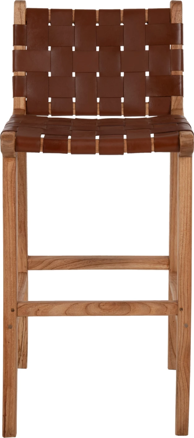 Stol z naslonjalom FH9380.01 visok mindi les pleteno usnje naravno, 40x53x89H