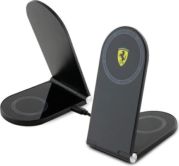 Indukcijski polnilnik 2-v-1 MagSafe, 15 W, zložljiv, črn, Ferrari (natisnjen logotip)