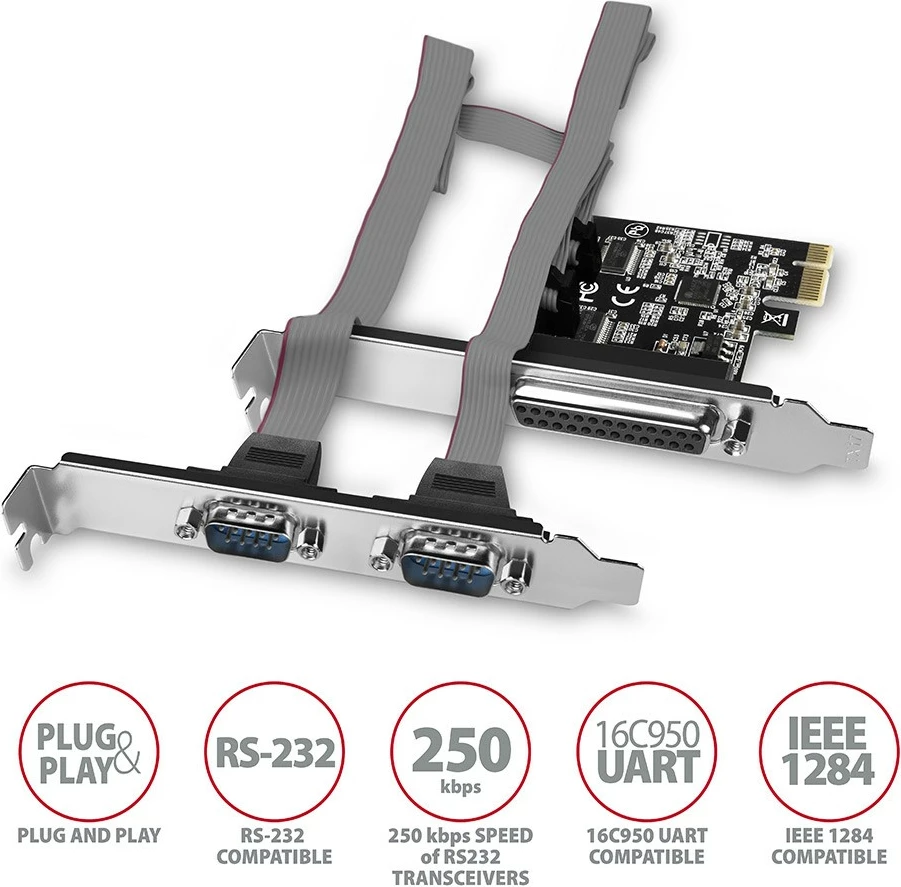 Razširitvena karta AXAGON PCEA-PSN, 1x LPT, 2x RS-232, PCIe, komplet za standardni in nizkoprofilni nosilec Razširitvena karta AXAGON PCEA-PSN, 1x LPT, 2x RS-232, PCIe, komplet za standardni in nizkoprofilni nosilec