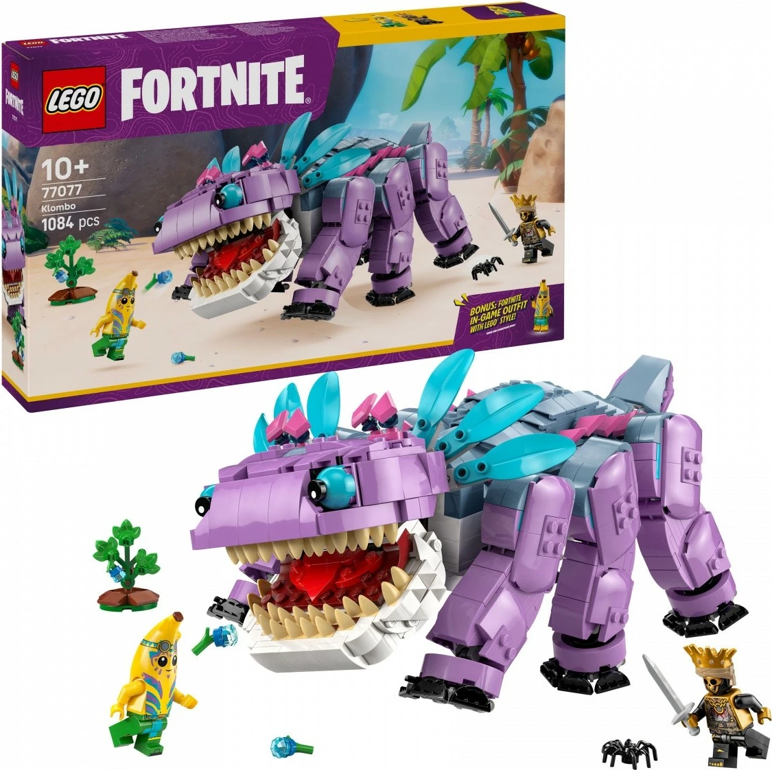 Set za sestavljanje LEGO Fortnite Klombo 77077, 1084 delov, za otroke 10+, vijoličen