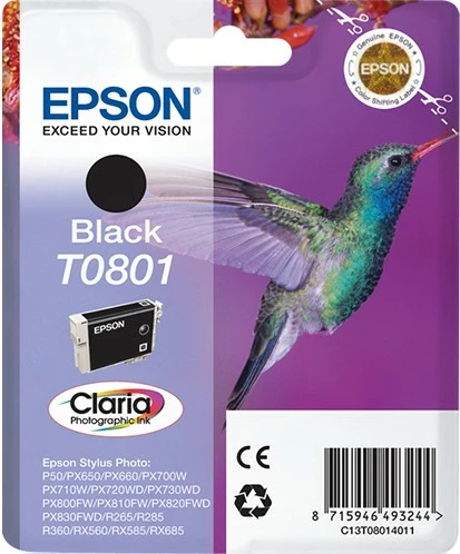 Toner, pigmentna formula 7,4 ml, črn Epson Hummingbird Singlepack T0801