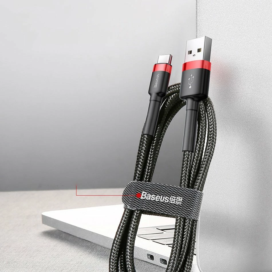 Kabel za polnjenje in prenos podatkov Baseus Cafule USB-A na USB-C, 3 m, sivo/črn