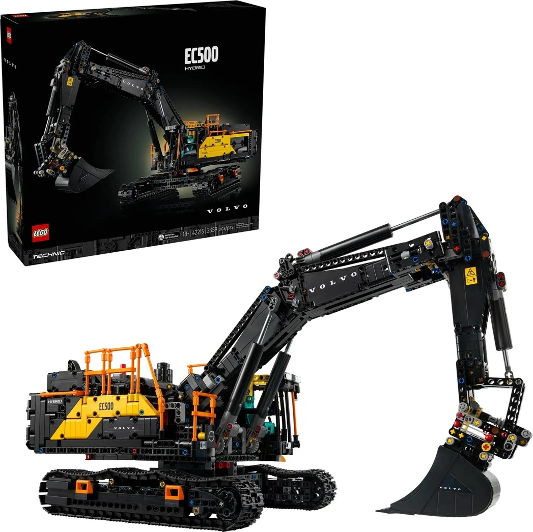 Model ekskavator hibrid Volvo EC500, LEGO Technic 42215, za odrasle, črno/rumen