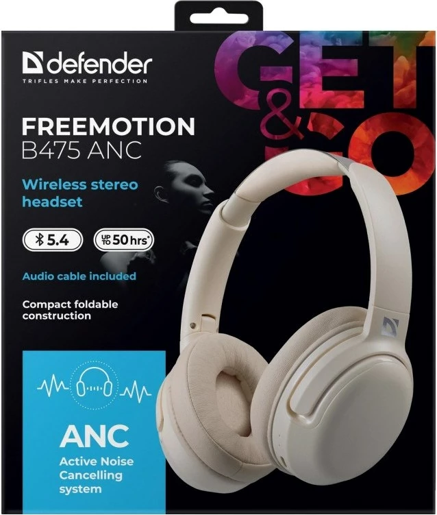 Brezžične slušalke Defender FreeMotion B475 ANC, bež