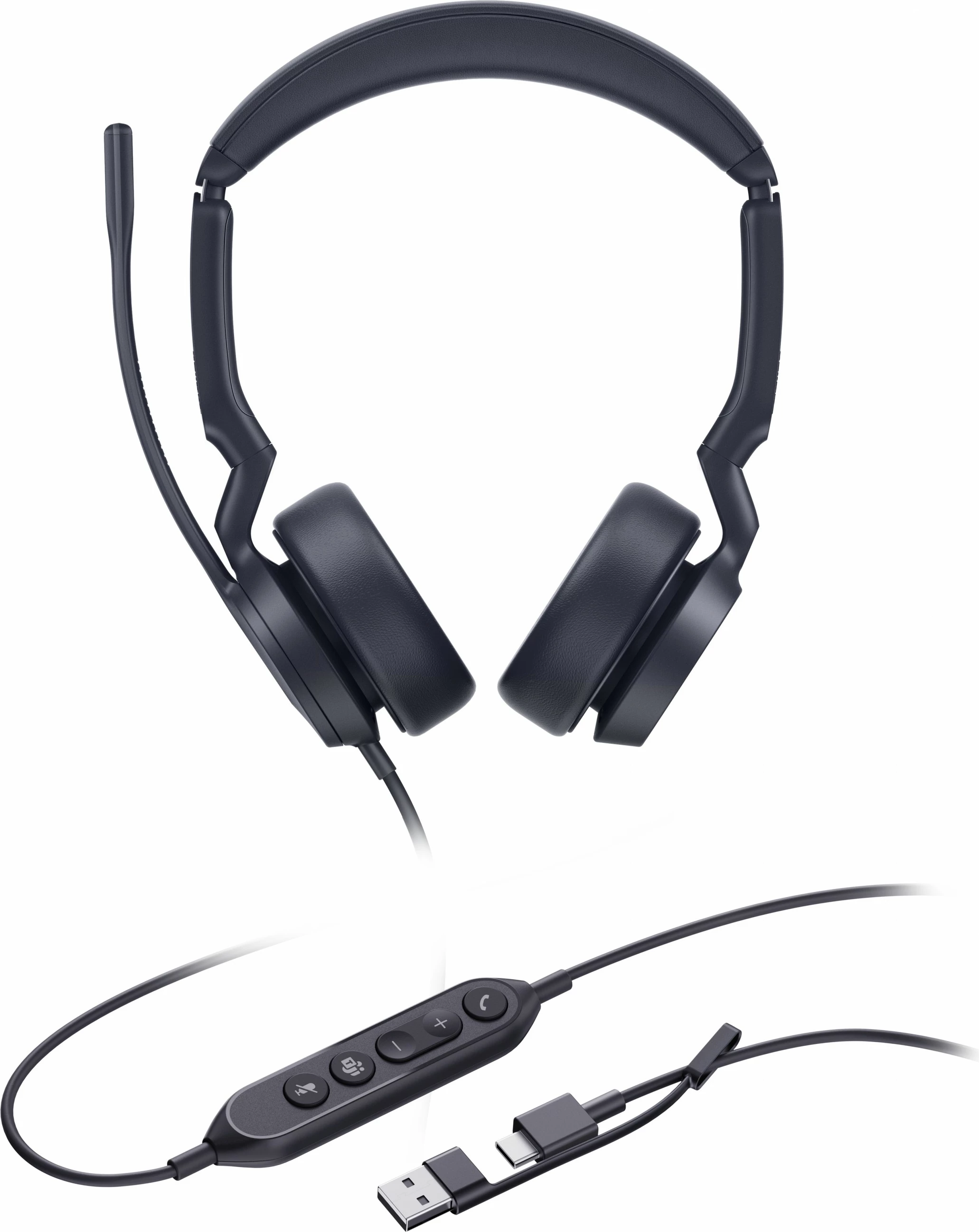 Slušalke z mikrofonom za profesionalno rabo Yealink UH44 Dual Teams, USB-C/A, črne