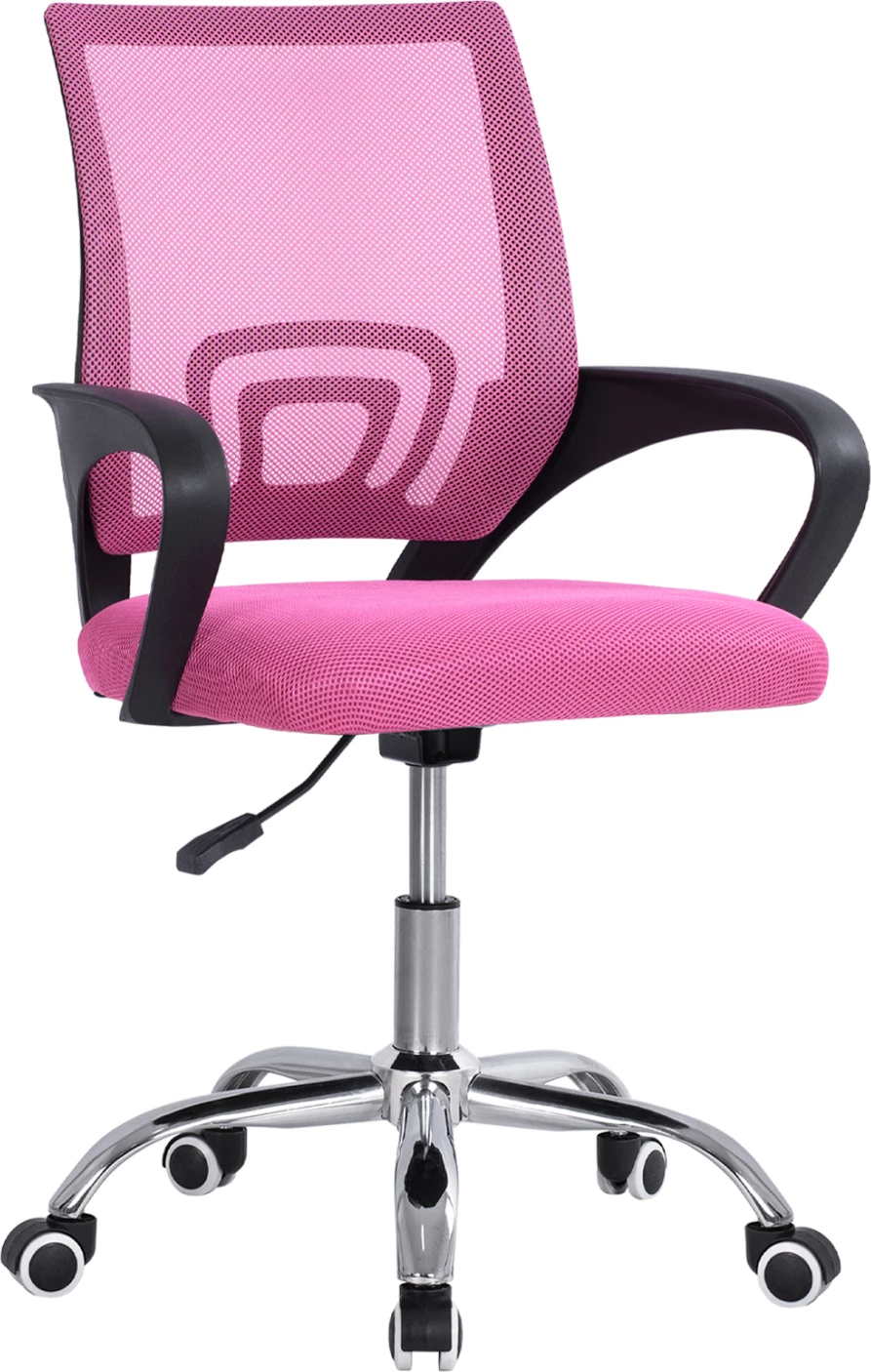 Pisarniški stol BRISTONE FH1058.35 roza mrežasta tkanina-kromirana osnova-črne roke 60x51x95Hcm