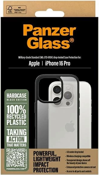 Ovitek za telefon PanzerGlass HardCase za iPhone 16 Pro 6,3\", črn