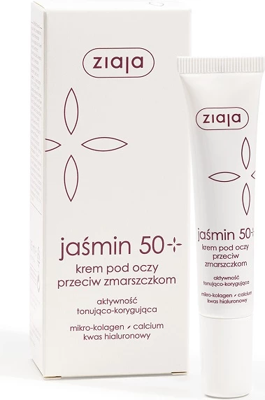 Krema za oči proti gubam Ziaja Jasmine 50+ za ženske, 15 ml
