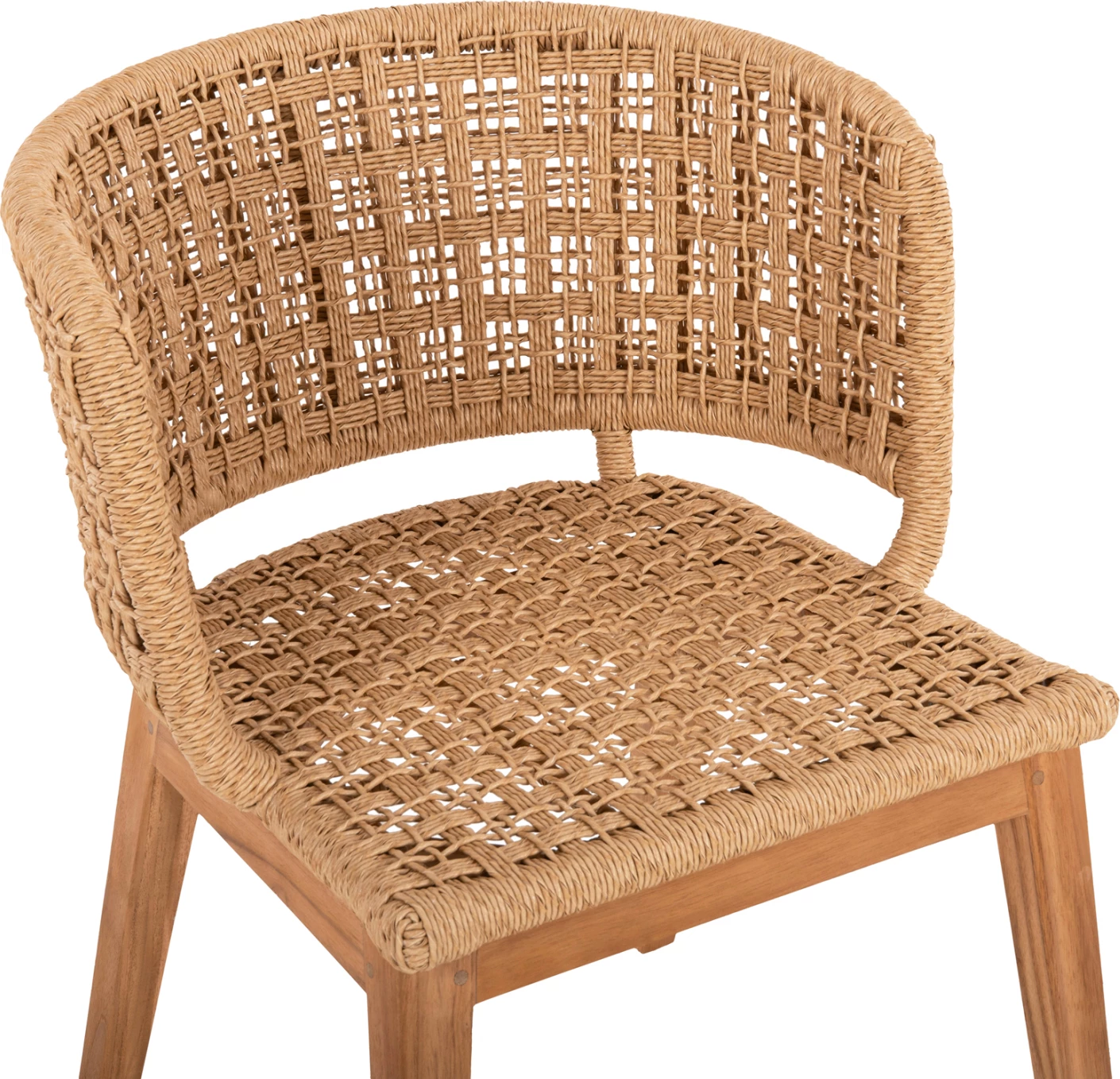 Notranji naslanjač FARLEY FH9827 iz tikovine in sintetične vrvi v naravni barvi 57x58x86H cm