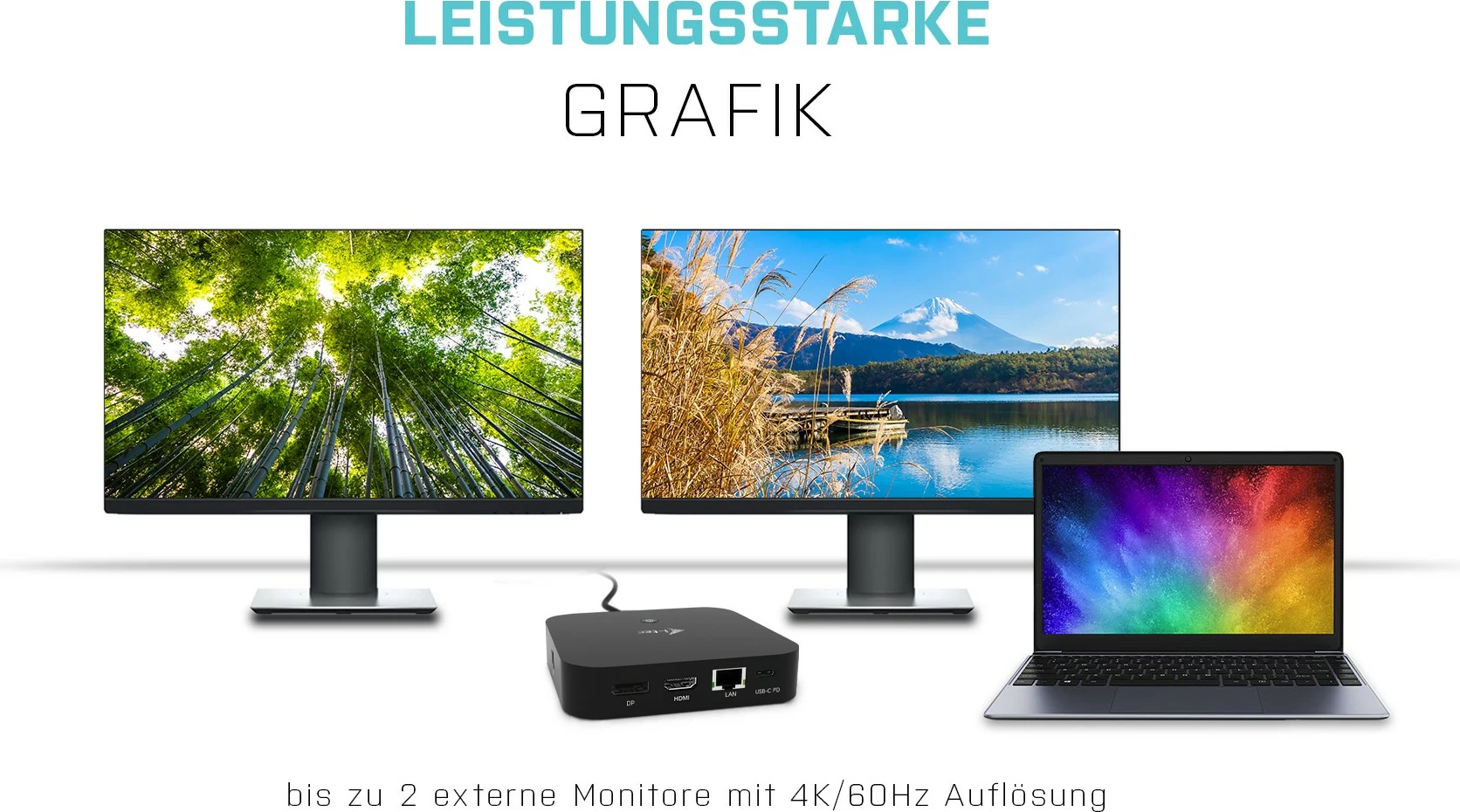 Dock postaja USB-C HDMI DP, 100 W, 2x 4K, 6x USB, Ethernet, črn - I-Tec