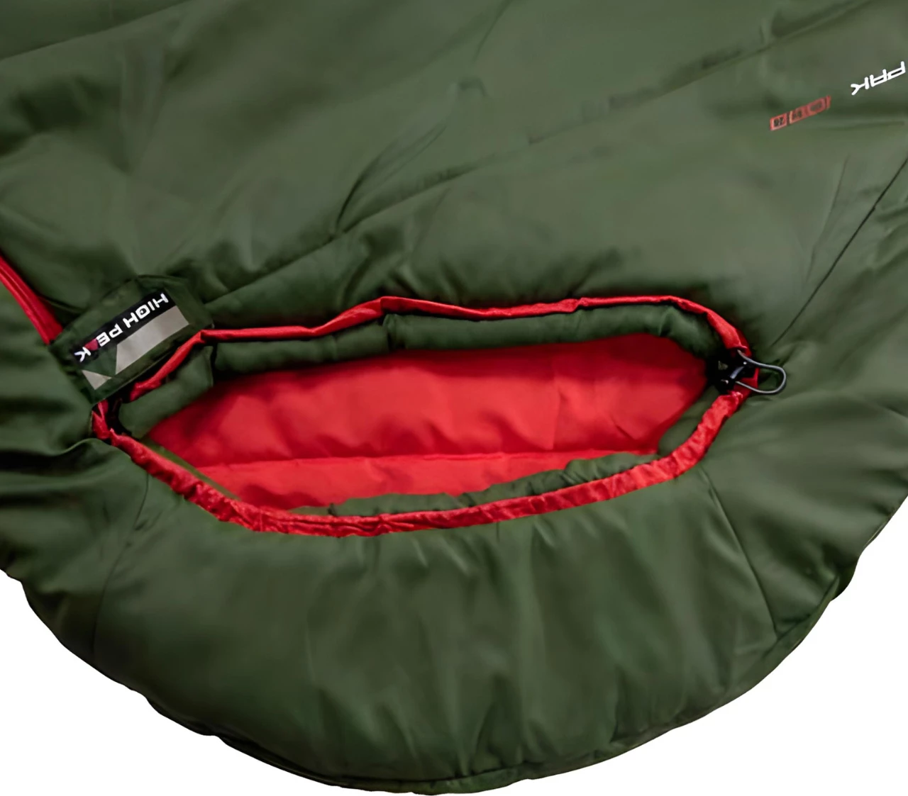 Spalna vreča za kampiranje High Peak Pak 1000 Eco 220x80x50 cm, zelena-rdeča
