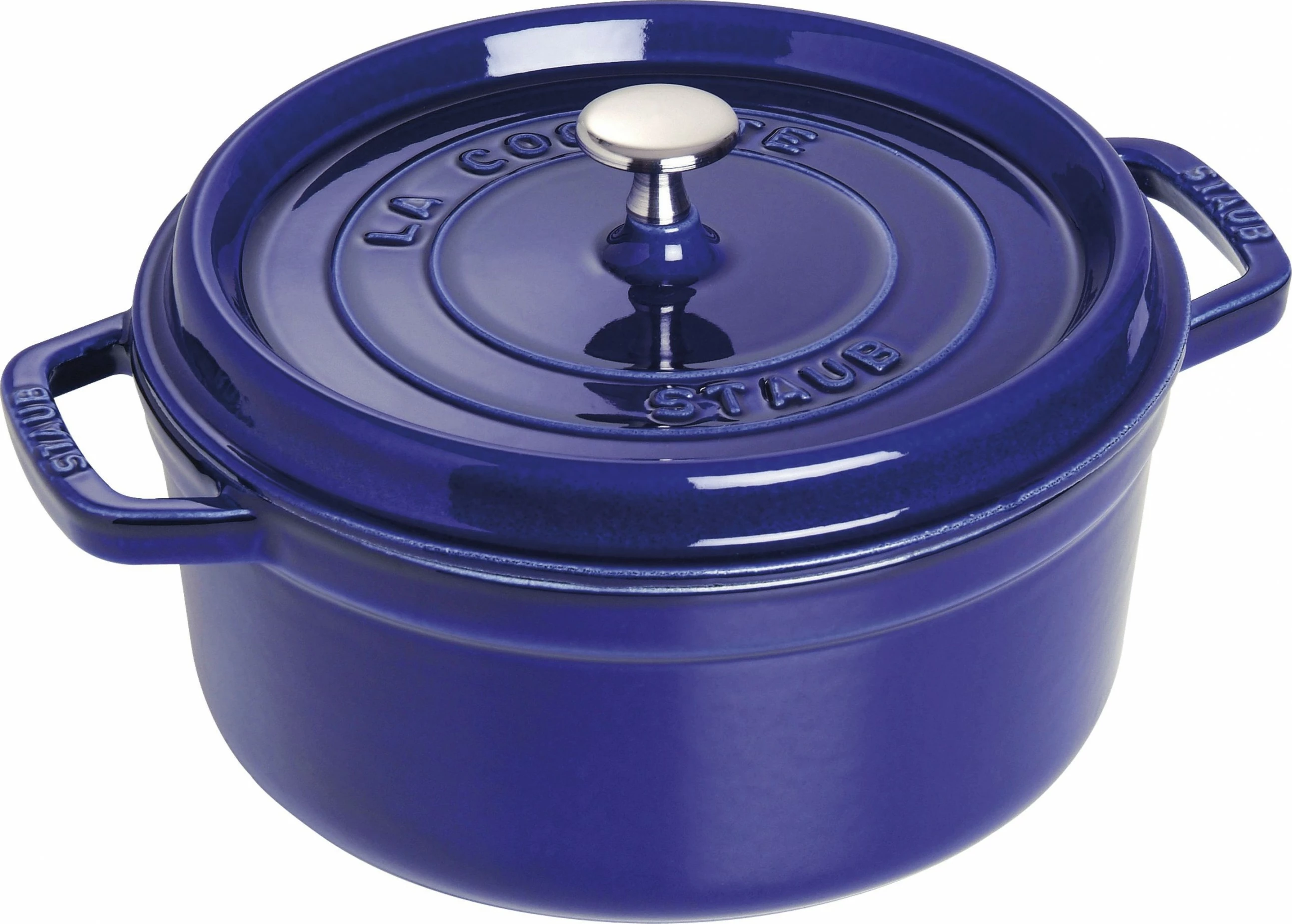 Okrogla ponev za dušenje 24 cm, 3,8 L, lito železo, temno modra Staub Cocotte