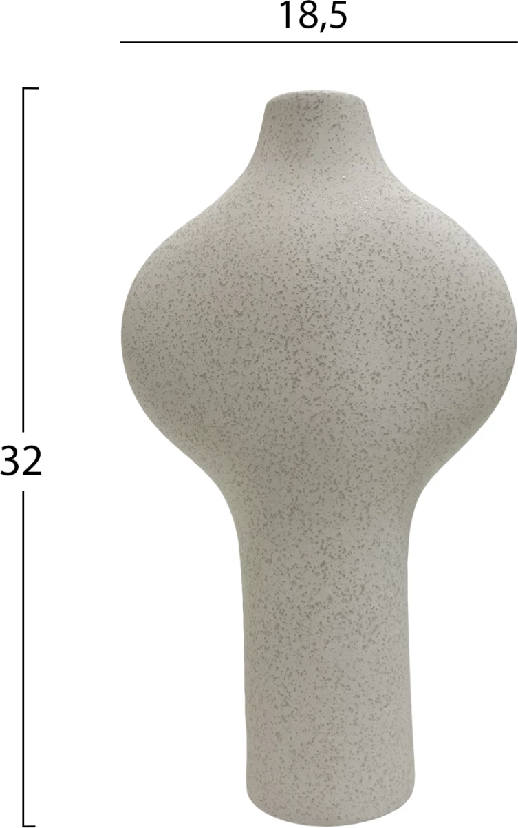 Keramična namizna dekoracija serije ARKEN FH4621.01 v barvi off-white s kristalizacijo 18.5x8.5x32Hcm