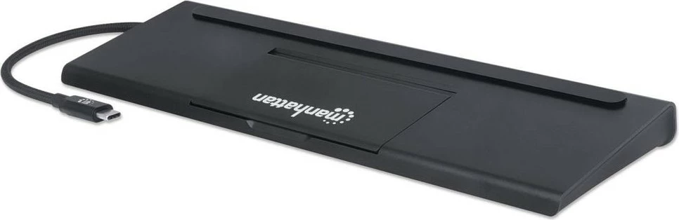 Docking postaja USB-C 11-v-1, 4K, 3 monitorji, MANHATTAN, črna