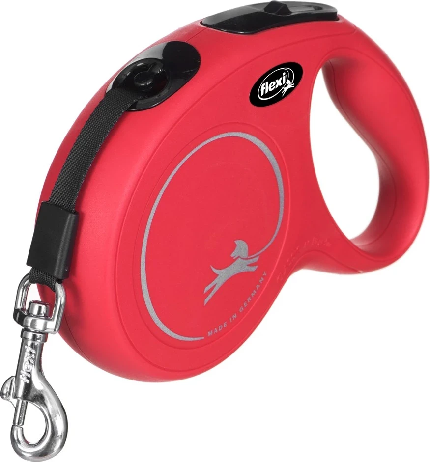 Rebrin za psa Flexi, 5 m, rdeč
