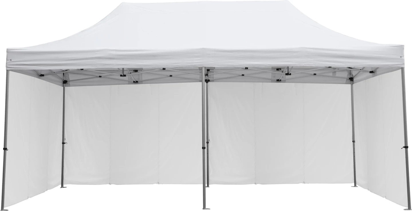 Zložljiv paviljon s 4 stranskimi senčili CRESSEN FH21099.01 aluminijast srebrn okvir-bela 3x6x3.4Hm