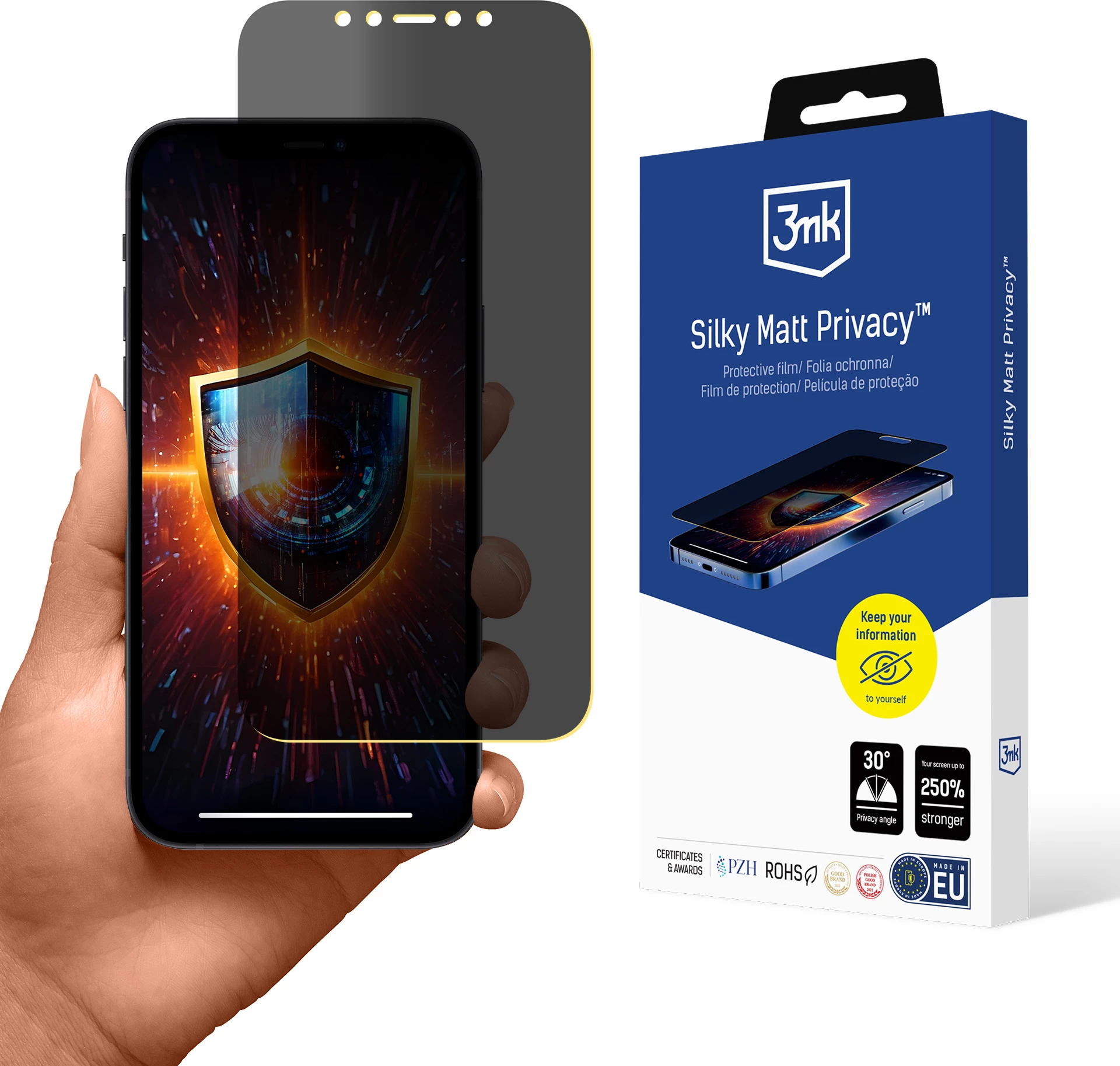 Mat zaščitni film za zasebnost zaslona 3mk Silky Matt Privacy za iPhone 12 / 12 Pro, črn