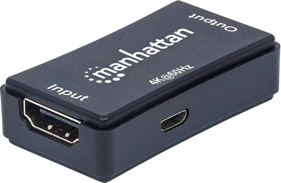 Aktivni HDMI podaljšek, 4K@60Hz, podaljša HDMI signal do 40 m, Manhattan, črn