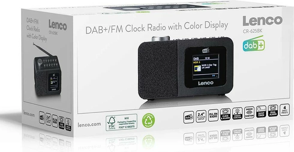 Radio DAB+ in FM Lenco CR-625BK, črn Radio DAB+ in FM Lenco CR-625BK, črn