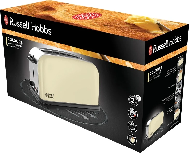 Toster z dolgimi režami Russell Hobbs 21395-56 Colors Plus, krem