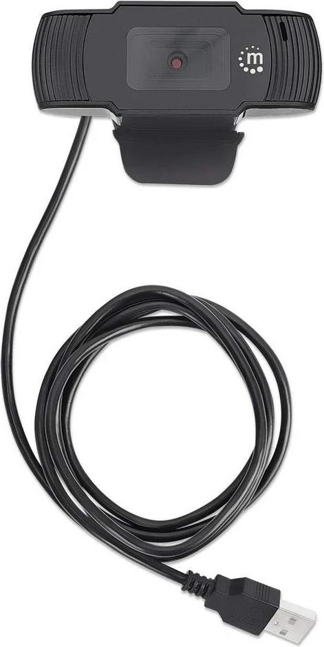 USB kamera, 2 MP, 1080p, z vgrajenim mikrofonom, črna — Manhattan