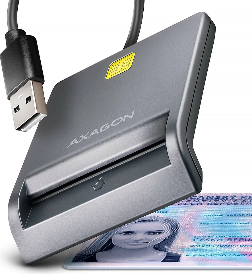Bralnik identifikacijskih kartic AXAGON CRE-SM3T, USB, 1,3 m, črn