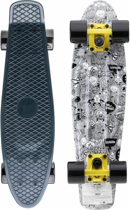 Skejtbord, črn z rumenimi, Coolslide