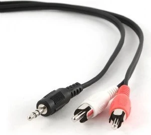 Avdio kabel 2,5 m, 3,5 mm/2×RCA, moški/moški, črn/rdeč/bel