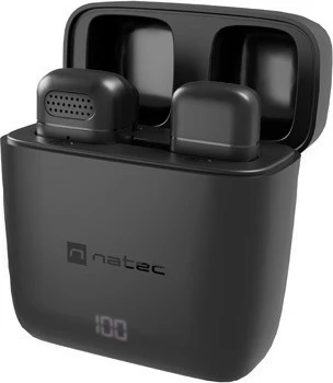 Brezžični lavalier mikrofon, Natec Hopper NMI-2255, USB-C, črn, komplet 2 kosa