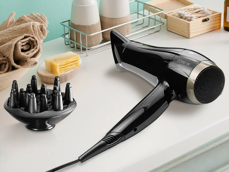 Sušilnik za lase Lafe SWJ-002, 2200 W, črn, z koncentratorjem in difuzorjem