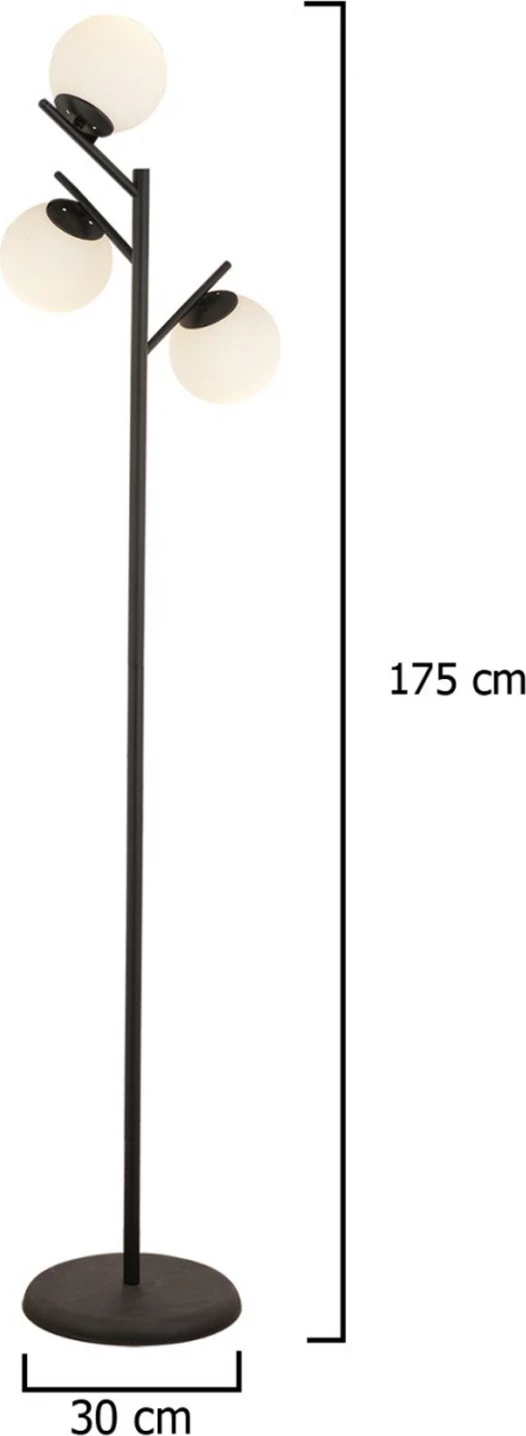 Talna svetilka s 3 lučmi ΗΜ7433.01 črna kovina-bela svetila 30x175H cm