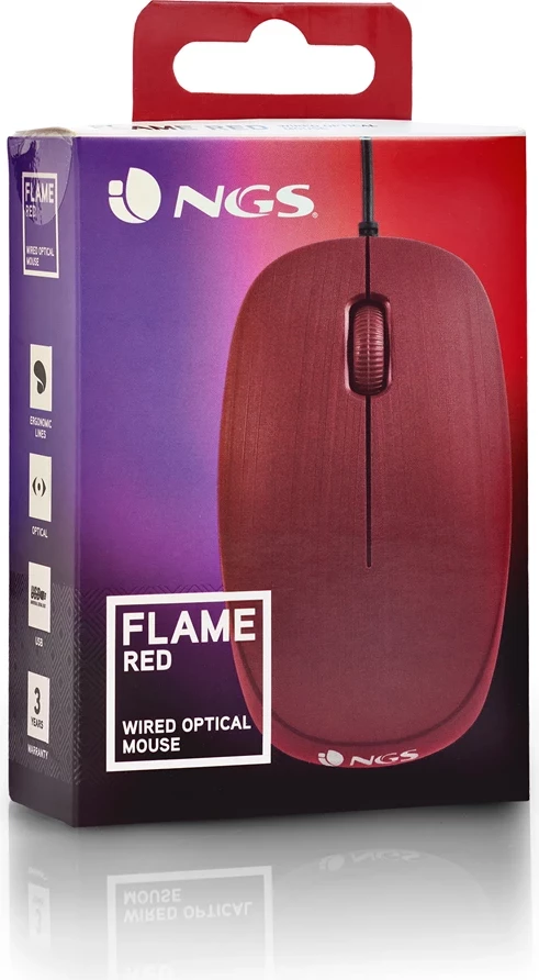 Optični miška NGS Flame 1000 dpi, rdeča