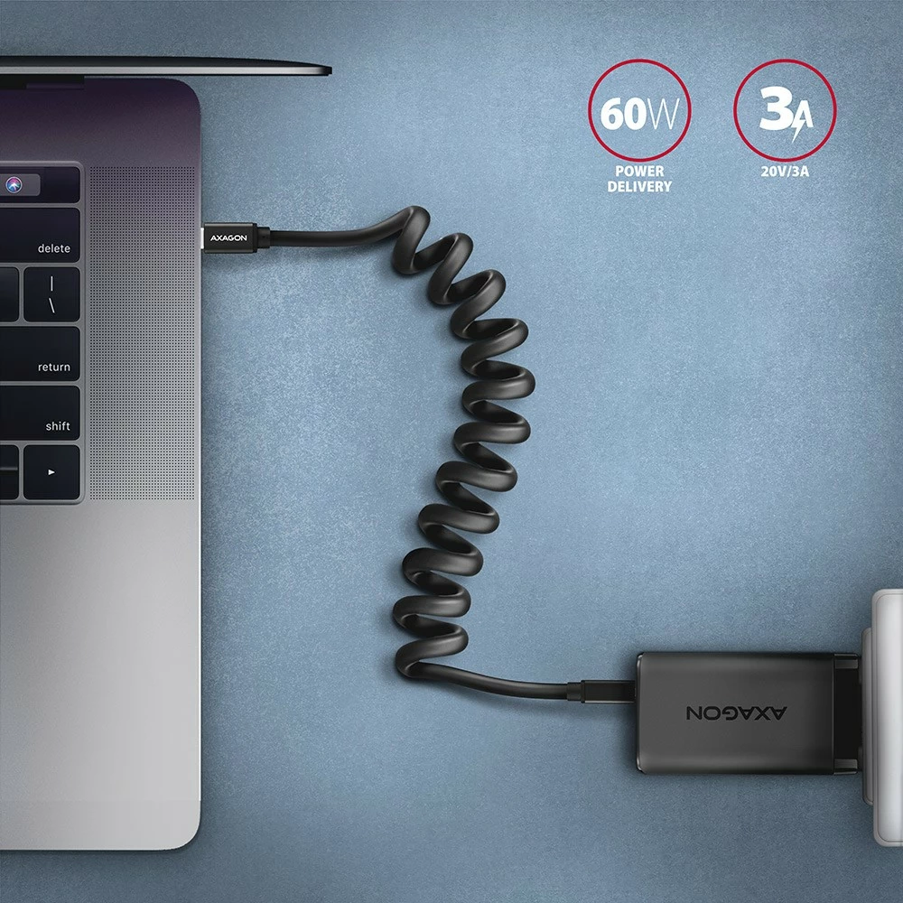 USB-C kabel AXAGON BUCM-CM10TB, 0,6 m, Twister, črn USB-C kabel AXAGON BUCM-CM10TB, 0,6 m, Twister, črn