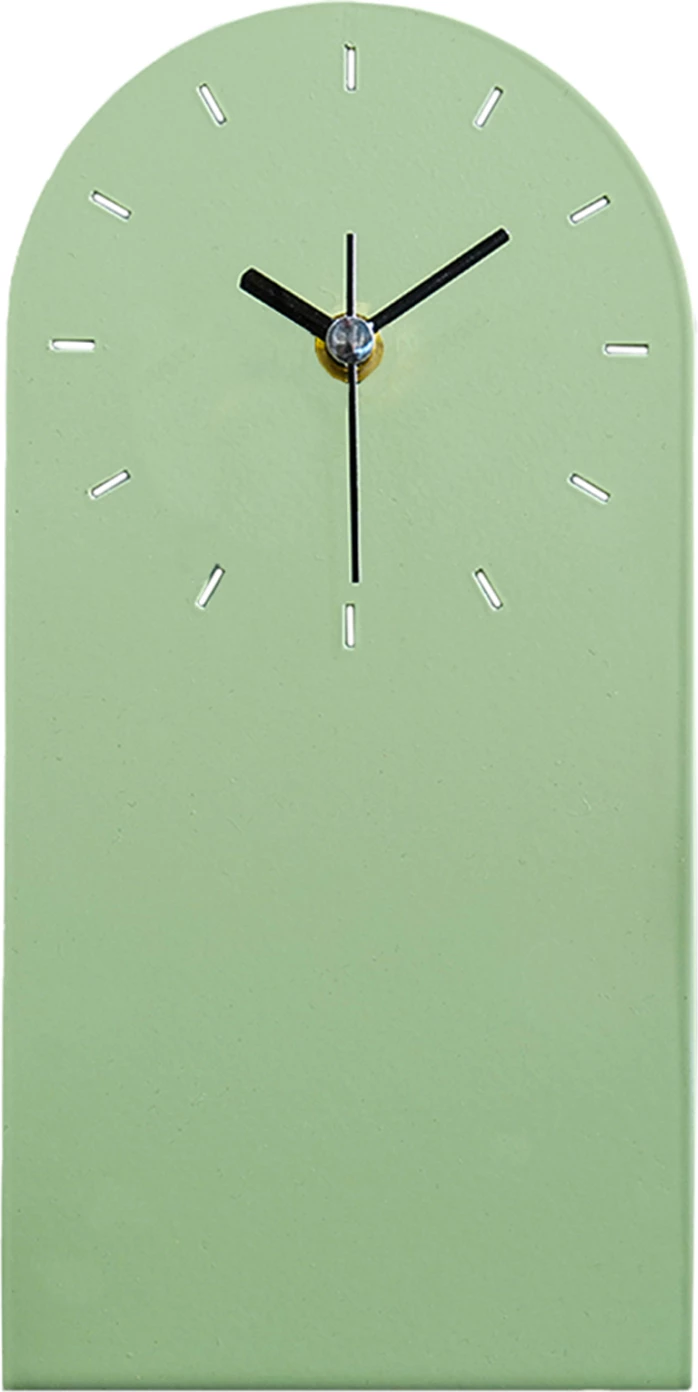 Namizna ura iz kovine v svetlo zeleni barvi 12x24.5H cm