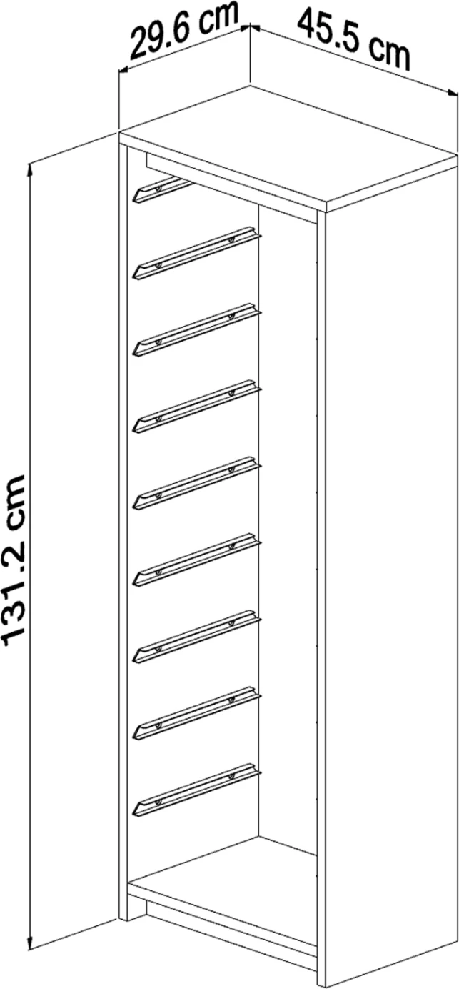 Visok predalnik SANI FH18203.03 iz melamina v barvi sonama z 9 belimi plastičnimi predali 45,5x29,6x125H cm
