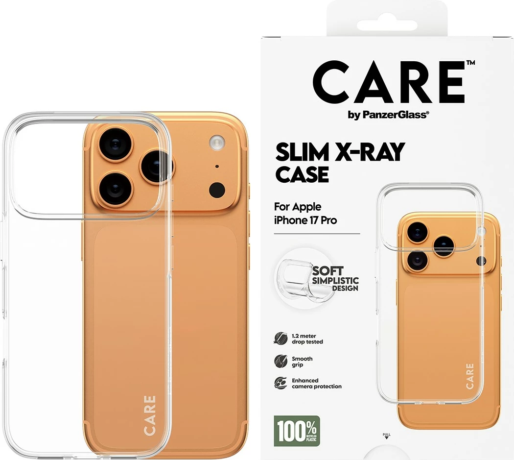 Prozoren ovitek za telefon za iPhone 17 Pro, PanzerGlass CARE fashionable X-Ray Soft Basic