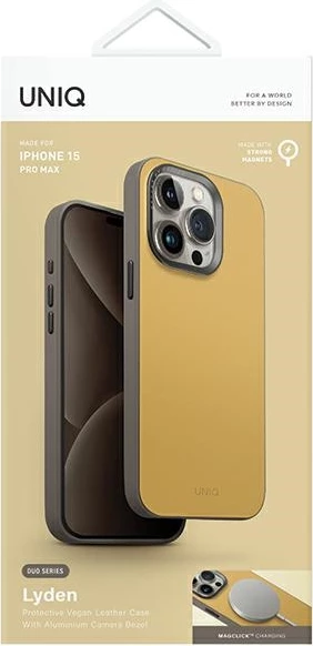 Ovitek za iPhone 15 Pro Max 6,7", MagClick, UNIQ Lyden DS, rumeno-siv